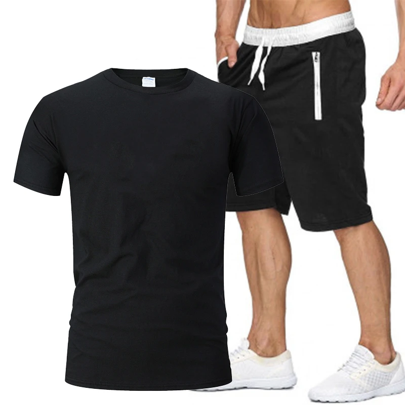 

2021 men's summer casual short-sleeved T-shirt + shorts suit casual 2 pieces of men's sportswear sweater jogging suit men's suit