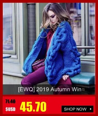 [EWQ] Модные Новые осенне-зимние однобортные кардиганы с длинными рукавами и v-образным вырезом Повседневный вязаный женский свитер AC237