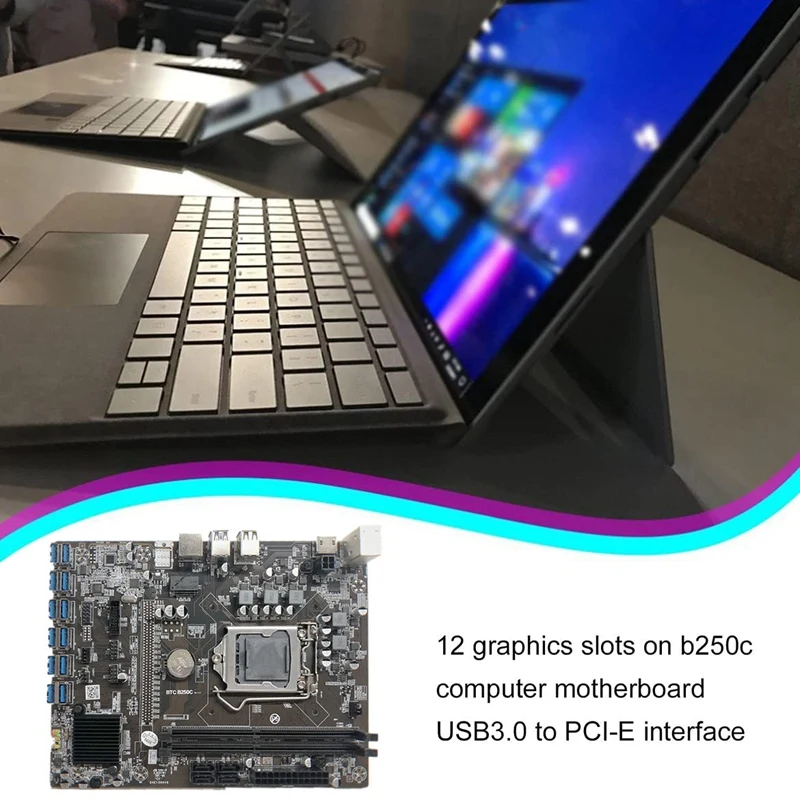Материнская плата B250C для майнинга BTC с процессором G3900 + DDR4 4 Гб 2666 МГц ОЗУ 12xpcie на
