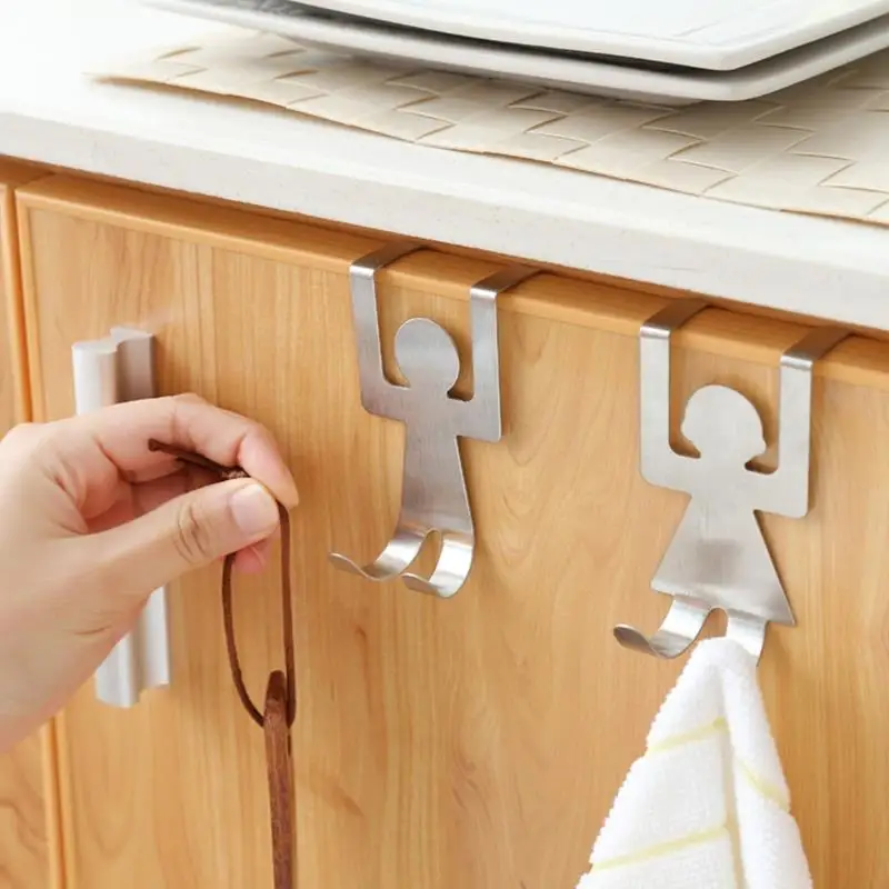 

Humanoid Hook Hanger Nail Free Stainless Steel Door Back Hanging Organizer Metal Punch-free 2pcs