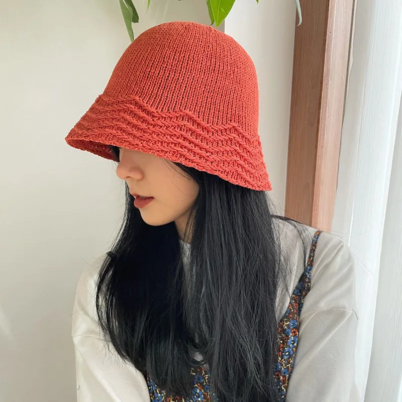 

Straw Thin Wide Brim Casual Bucket Hats For Women Spring Summer Girls Fashion Panama Caps Sun Fishing Black Pink Fisherman's Hat