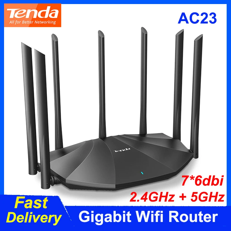 Tenda AC23 гигабитный Wifi роутер 2 4G + 5G AC2100 IPv6 100/1000 Мбит/с домашняя жатка 4X4 MU MIMO 7 * 6dbi