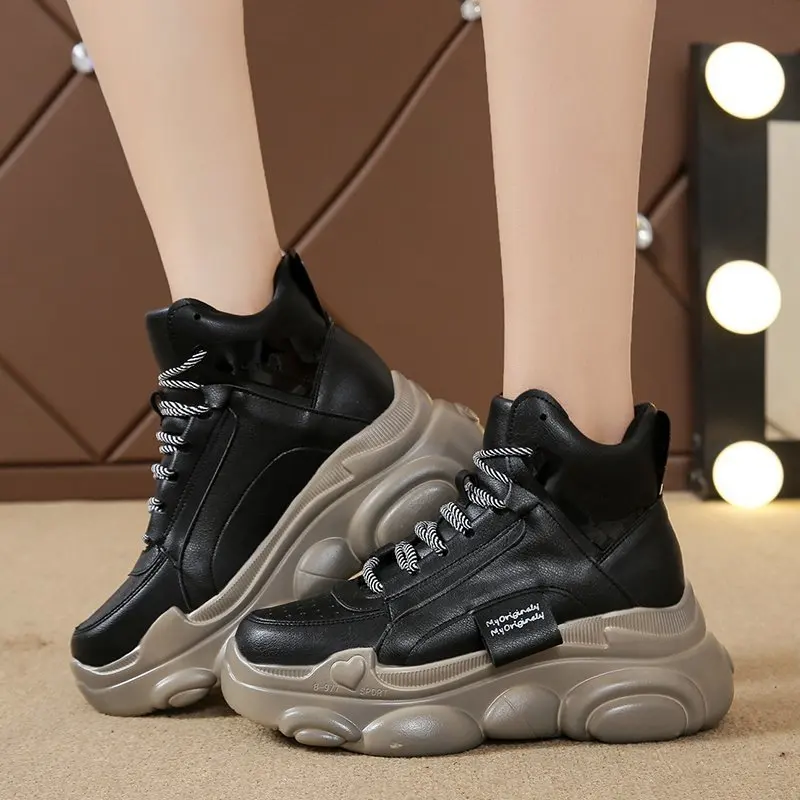 

Platform Sneakers Women Winter Velvet Fur Ankle Shoes High Top Sneakers for Women 2020 Black Chunky Sneakers Winter Warm Shoes