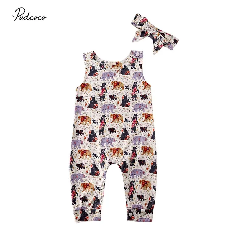 2020 хлопковый комбинезон для новорожденных мальчиков и девочек с принтом медведя