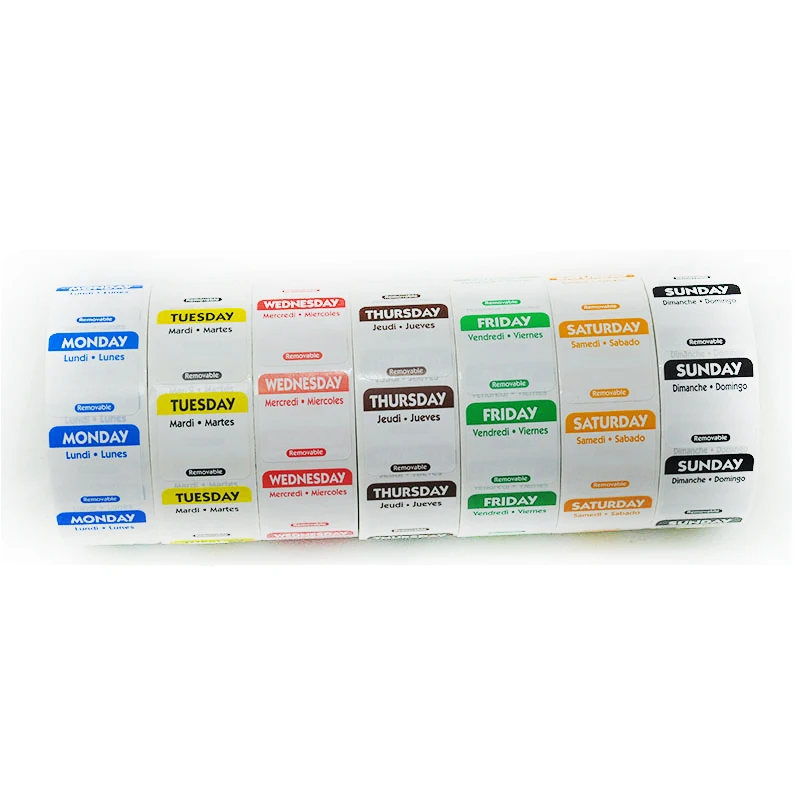DaySpot HYDS-RL1x1-WEEK съемный клей Labels" X1" дюймов Дата наклейки для хранения еды вращение, 1000 этикеток/рулон