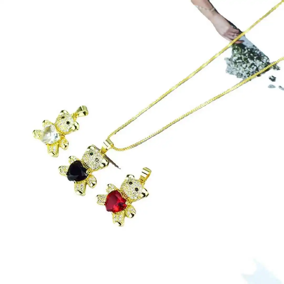 Женский кулон в виде медведя из циркония европейском и американском стиле |