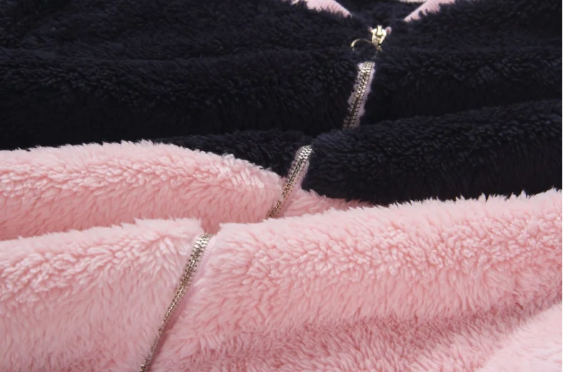 

Women's thick Teddy hoodies coat 2020 autumn winter fashion stitching pink zipper coat women's sheep wool coat female warm tops