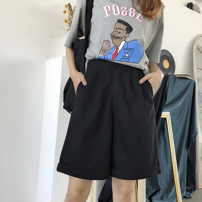 

Shorts Women Loose Trendy Elegant All-match High-quality Korean Style Leisure Daily Womens Female Lovely Simple 2020 Solid New
