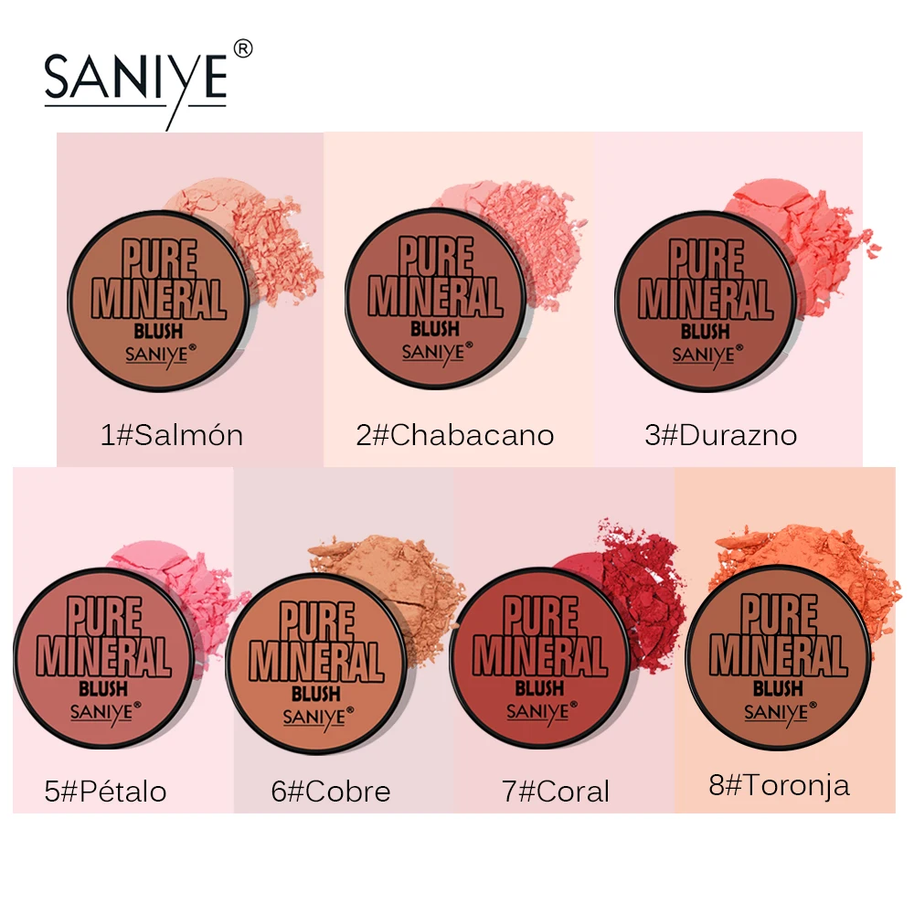 SANIYE, 6 цветов, Румяна для лица, матовая пудра, Коралловая косметика, Запеченные Румяна, палитра, макияж, E0119