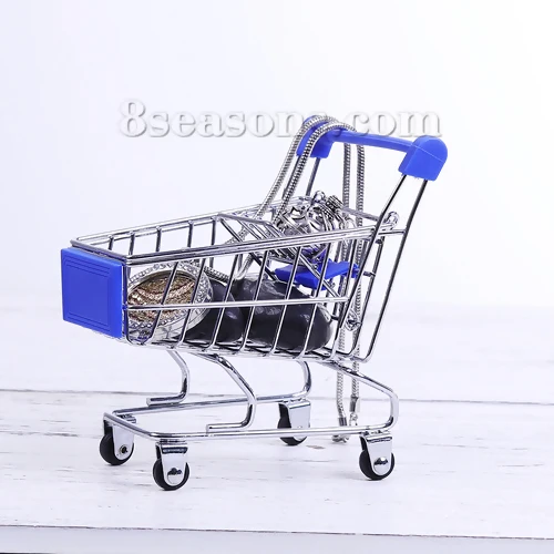 

1Piece New Creative Zinc Based Alloy Home Decorations Shopping Cart Silver Tone Desktop Decor Window Display Shooting Props