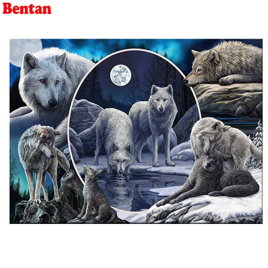 

Diamond Embroidery Wolf family animals 5D DIY Diamond Painting Full Square Diamond Mosaic Picture Of Rhinestone Home Decor