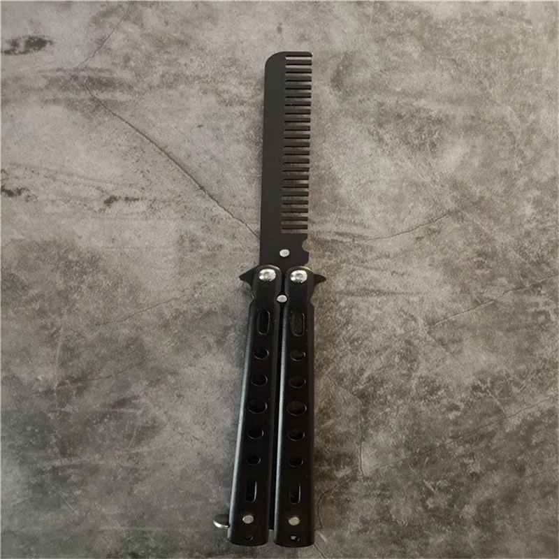 

Складная расческа из нержавеющей стали, тренировочный нож-бабочка, расческа для бороды, усов, инструменты для укладки