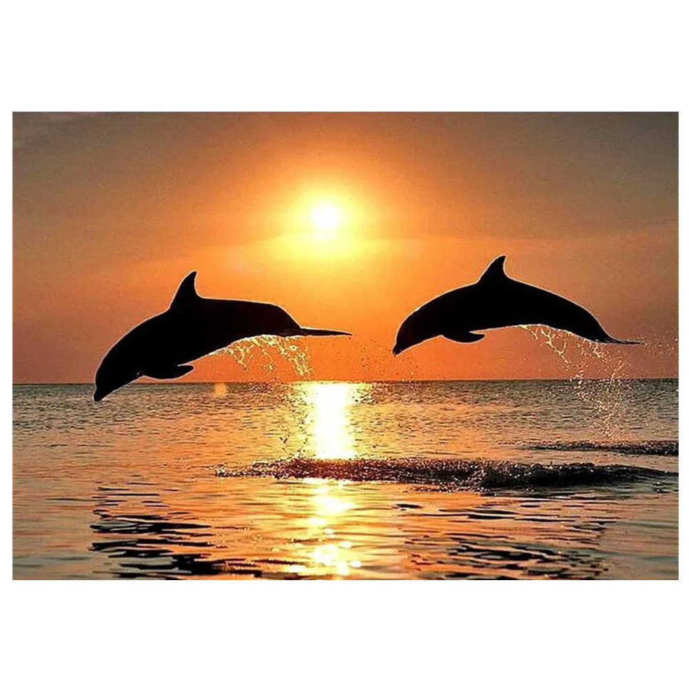 Картина с дельфином на закате 5D сделай сам полностью Алмазная вышивка крестиком