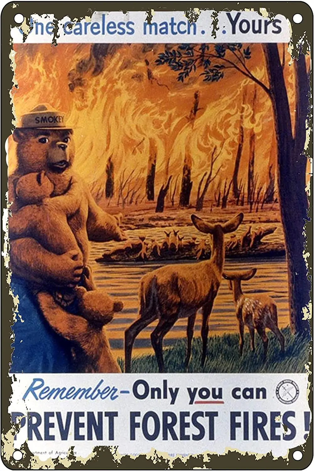 

Warning Sign Prevent Forest Fires Poster Tin Sign Metal Plaque Farm Home Bedroom Wall Decoration Retro Metal Plate 12*8 Inches