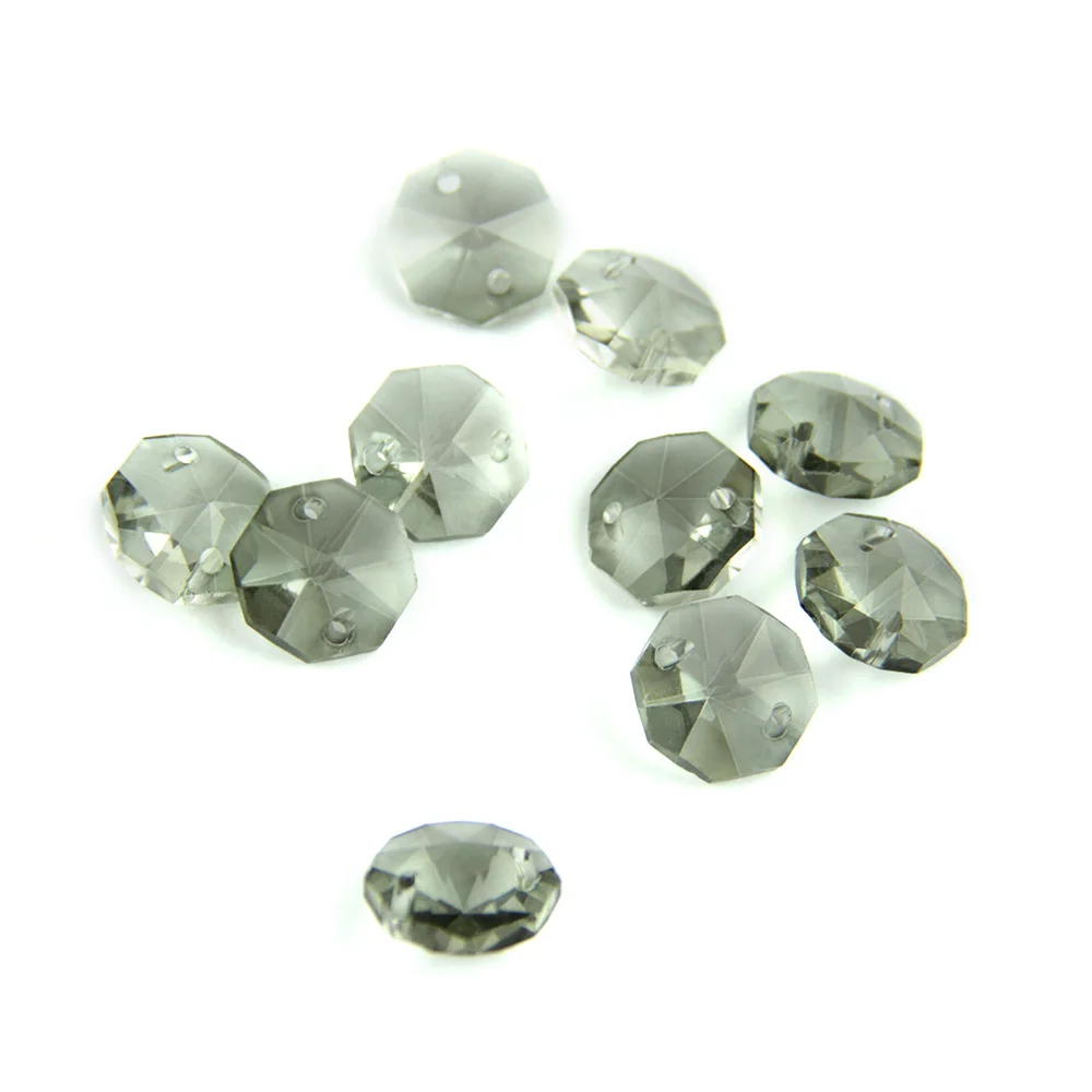 

Black Gray 14mm 1 hole/2 Holes Crystal Glass Octagon Beads Crystal Prism Chandelier Pendant