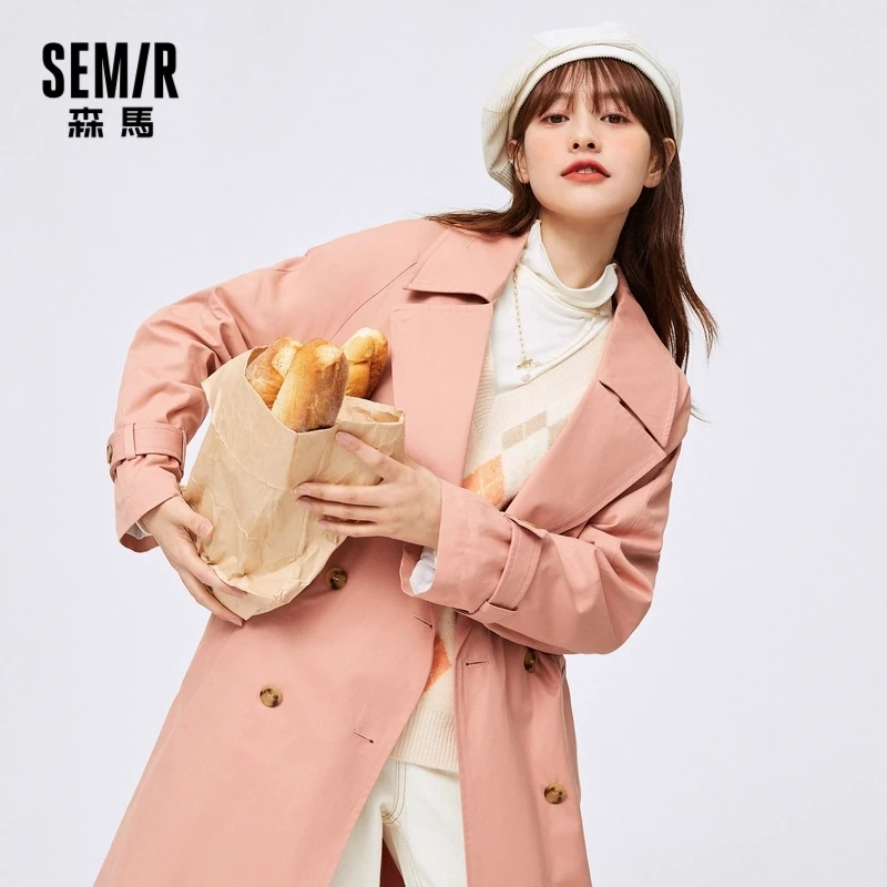 

Женская ветровка средней длины SEMIR, Весенняя свободная ветровка с бантом, 2021
