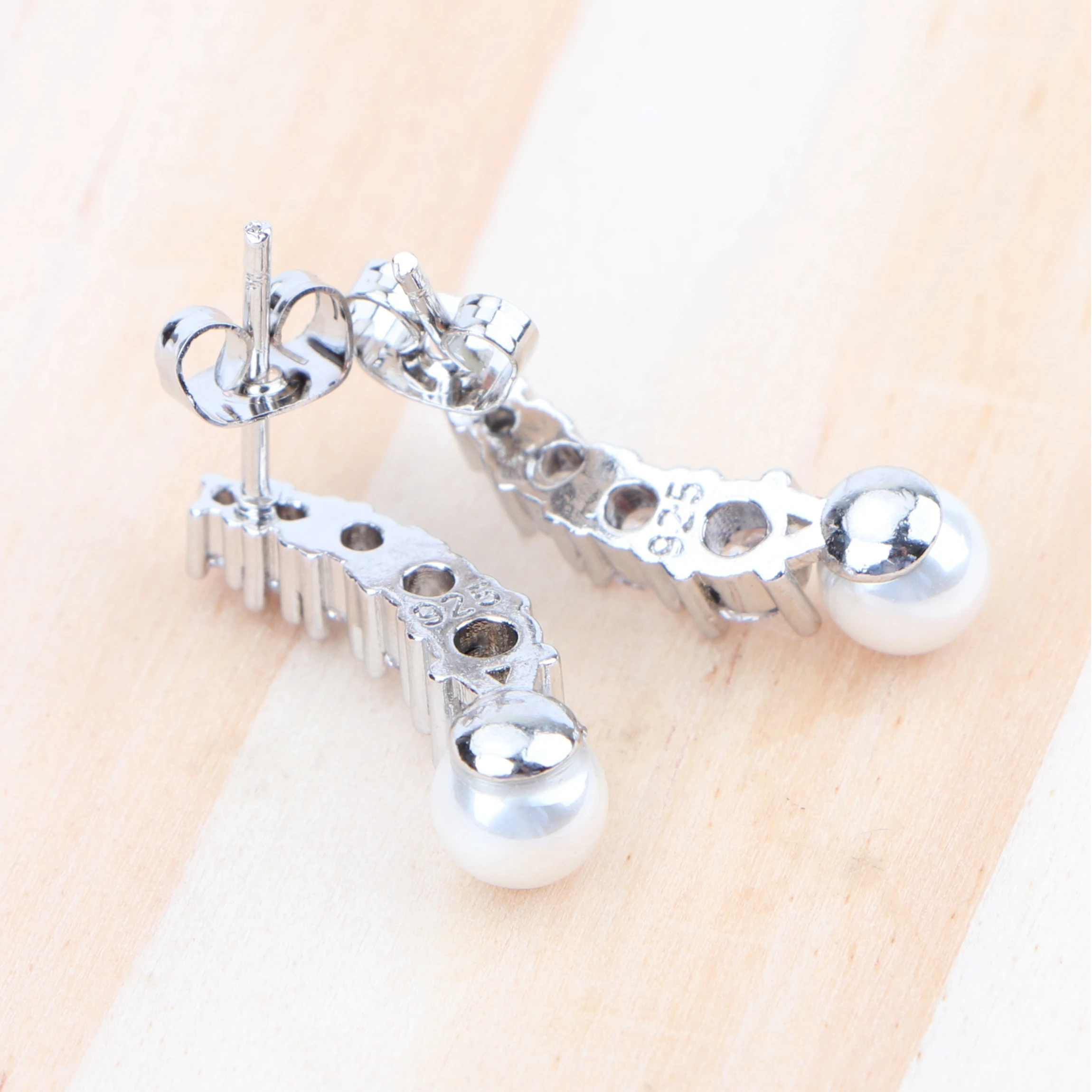 Pearl&ampZirconia Bridal Silver 925 Jewelry Sets For Womem Costume Earrings Wedding Pendant Rings Necklace | Украшения и