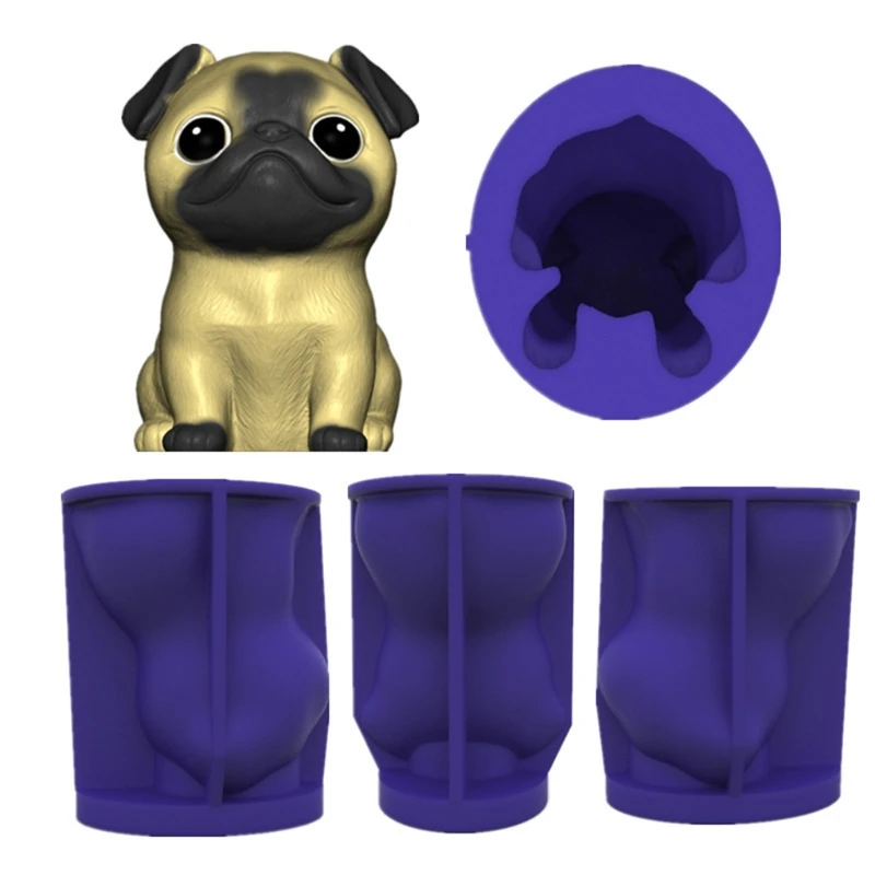 

Cute Little Pug Dog Home Decorations Epoxy Resin Mold Ornaments Casting Silicone Mould DIY Crafts Plaster Candle Making Tool