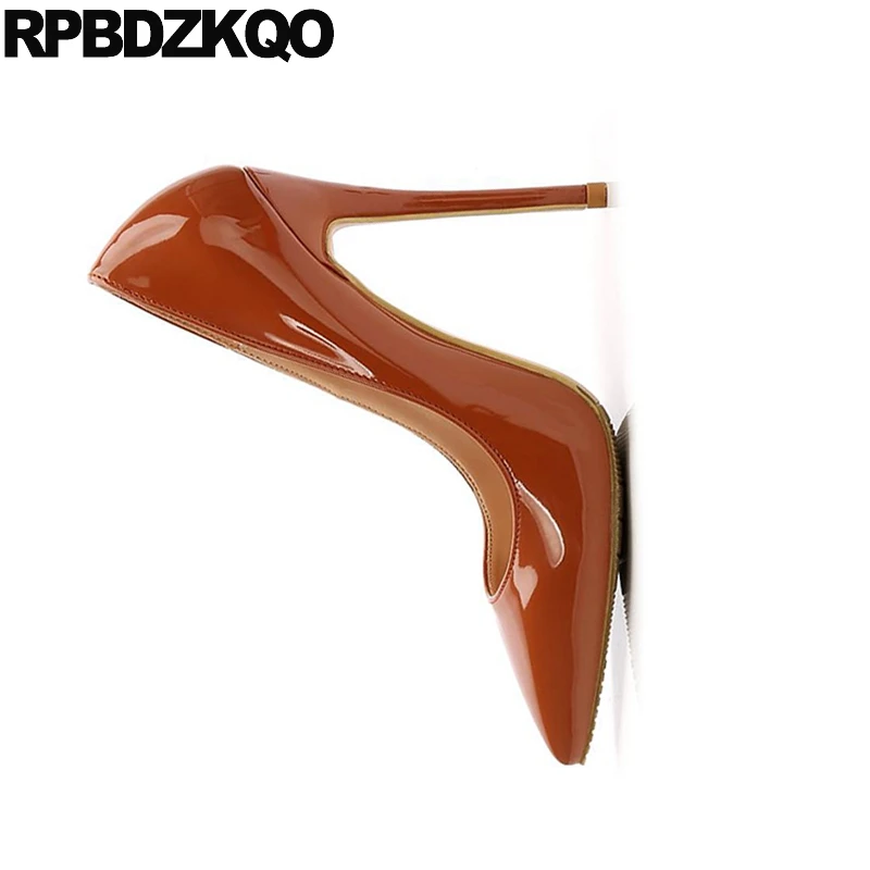 Коричневого цвета на высоком каблуке 12 см 5 дюймов Женская кожаная обувь для