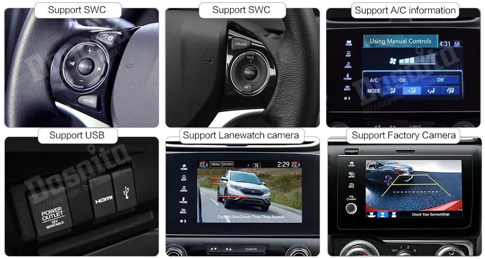 Dasaita 10," ips Android 9,0 Автомагнитола TDA7850 для Honda Fit Jazz gps 2013 Bluetooth автомобильный стерео Мультимедийный Плеер