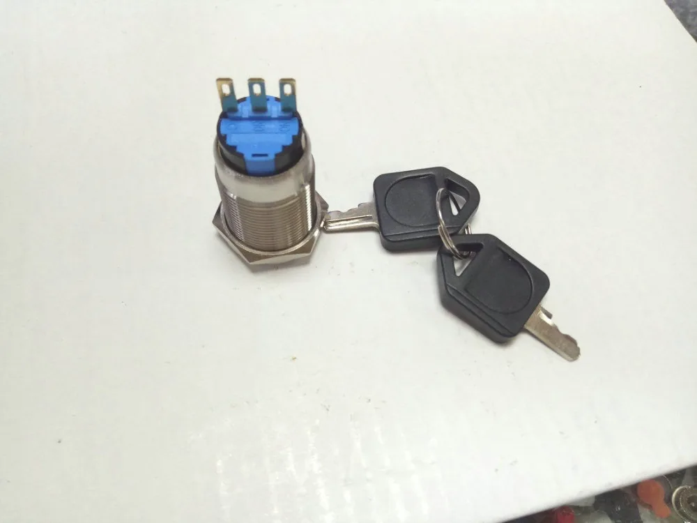 10set 19mm Key Lock Button Switch Flat Round Stainless Steel Metal ON/OFF New | Обустройство дома