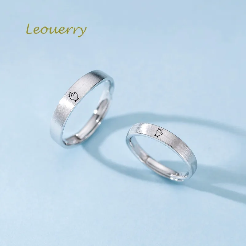 Leouerry 925 пробы Серебряное кольцо для пар оригинальные простые матовые кольца с