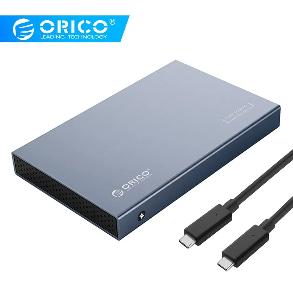 Чехол для жесткого диска ORICO 2,5 ''type-C из алюминиевого сплава USB3.1 Gen2 с поддержкой жесткого диска 7 мм и 9,5 мм с кабелем 50 см C-C