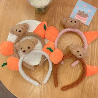 2022 new cute bear furry headband for girls kid korean lovely cartoon radish hair accessories women party fashion headwear gift