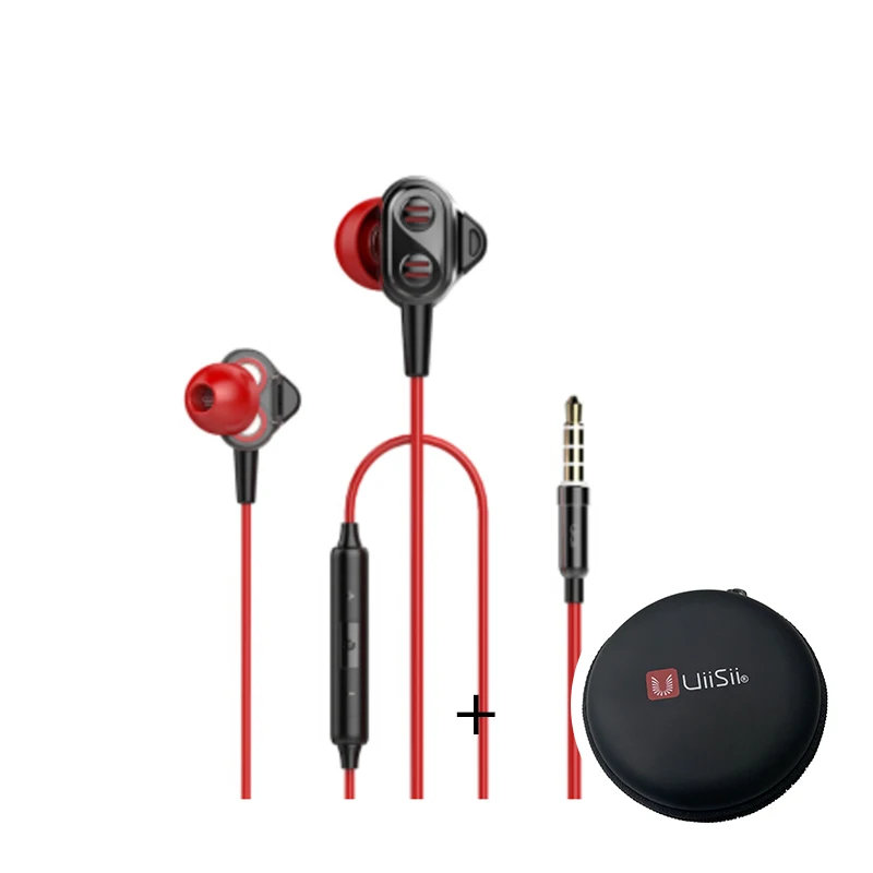 DT800 Red And box UIISII DT800 Hi-res наушники 2DD и 2BA 8 гибридная технология со звукоизоляцией HIFI тройной драйвер для mi и iphone телефон - Цвет: DT800 Red And box