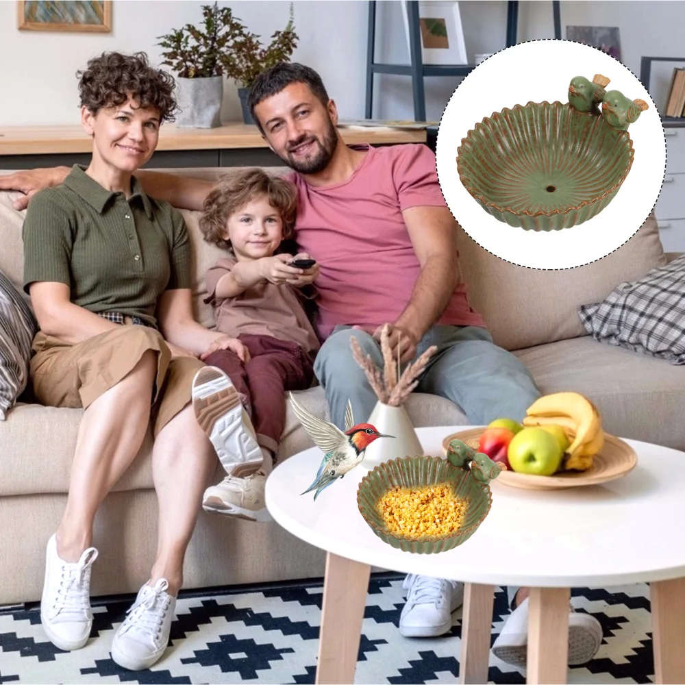 

1pc Bird Feeding Container Ceramic Dish Container Household Plants Dish