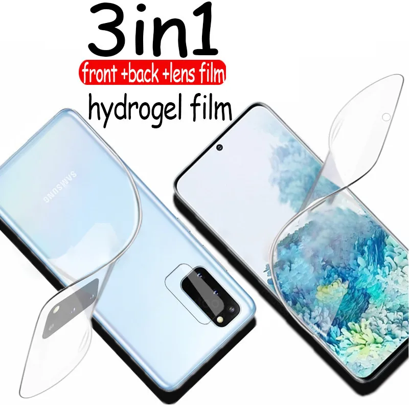 Гидрогелевая пленка 3 в 1 для Samsung Galaxy S20 Ultra S20Plus Защитная экрана S10 lite s10plus e note10 plus