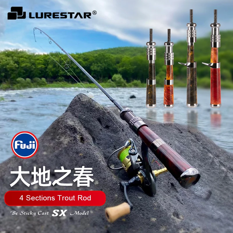 

LURESTAR удочка для форели 1,46/1,47/1,51 м, 4 секции, кастинговое спиннинговое удилище FUJI Guide UL, легкое Походное удилище, удочки для выброса рыболовной приманки