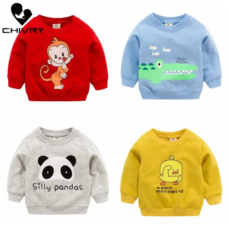 Детский хлопковый свитшот с круглым вырезом и принтом панды|Толстовки кофты| |