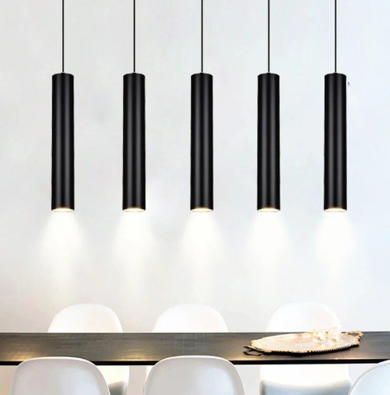 

Dimmable LED Pendant lights Long Tube lamp Kitchen Island Dining Room Shop Bar Decoration Cylinder Pipe led lighting