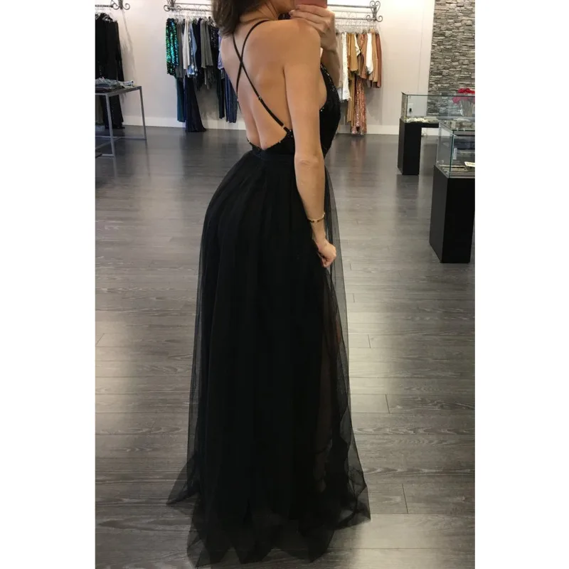 Элегантное платье макси с блестками и открытой спиной женские летние красные