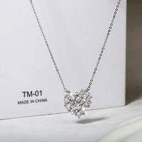 luxury heart aaaa zircon necklace high jewelry lady anniversary gift white full rhinestone crystal heart pendant necklace