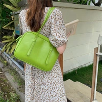 large green handbags for women 2021 pu leather shoulder bag simple versatile ladies top handle bags female travel casual tote