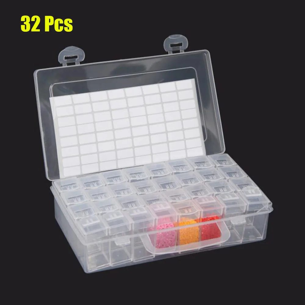 

Dpsprue Diamond Painting Accessories Grid Container Box DIY Diamant Embroidery Mosaic Tools Bead Plastic Drill Storage