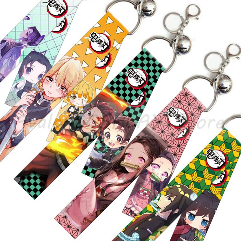 

Anime Demon Slayer My Hero Academia Tokyo Ghoul Attack on Titan Cosplay Lanyard Hanging Bell Keychain Toys Key Rings