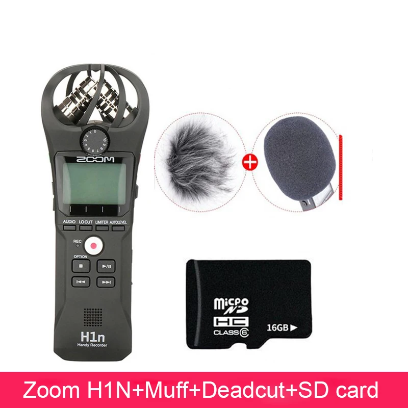 With 16GB SD Card Профессиональный Рекордер Zoom H1 Диктофон Цифровой SLR камеры Audio Стерео микрофон для Интервью Запись для видеоблогинг - Цвет: With 16GB SD Card