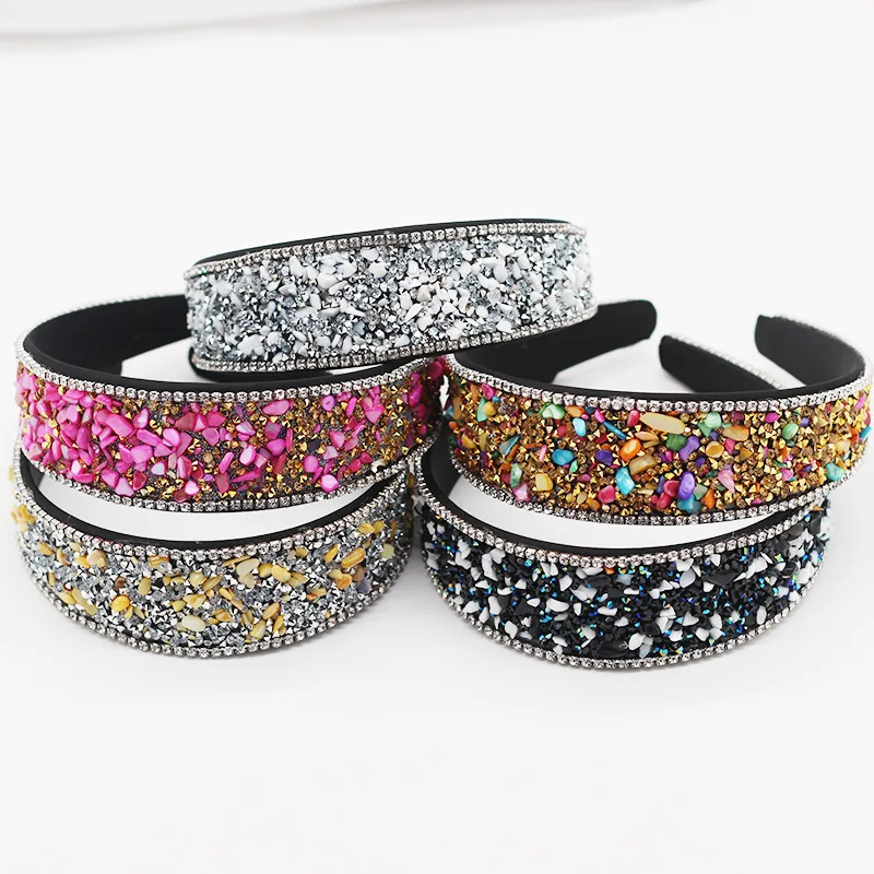 

Gorgeous Baroque Stone Headband For Women Bohemian Padded Crystal Crown Hairbands Exaggerated Rhinestone Tiara Hairband Wedding