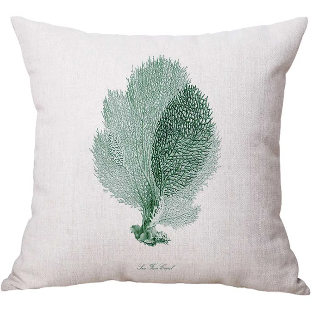 

Miracle Sea Seahorse Printed Cushion Cover Cotton Linen Marine Ocean Starfish Shell Home Decor Pillowcase Sofa Cushion Case