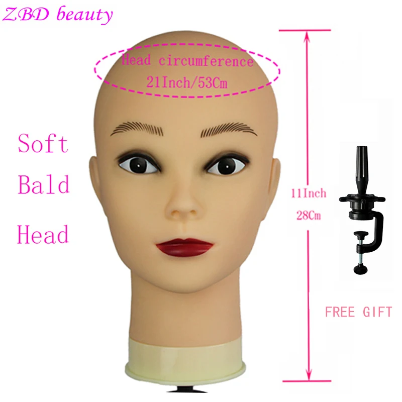 

Soft Bald Mannequin Head Used For Wig Stand African Training Manikin Cosmetology Practicing Or Training Head And Wig Display