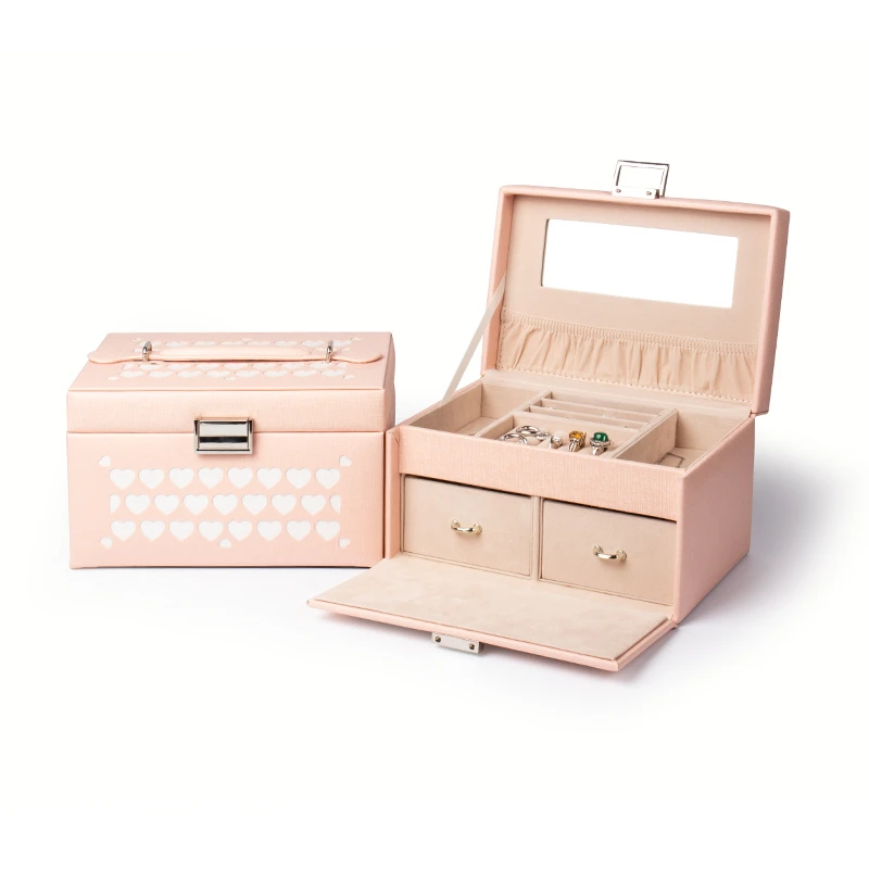Mini stud earrings ring Jewelry Box with logo Pu Leather With Zipper White Travel Portable caja de joyas | Украшения и аксессуары