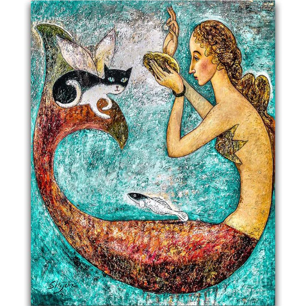 

Оригинальный Алмазный бордюр с рисунком круасфек, мультфильм 5D, сделай сам, бриллиант, Русалка, абстрактный бриллиант, мозаик