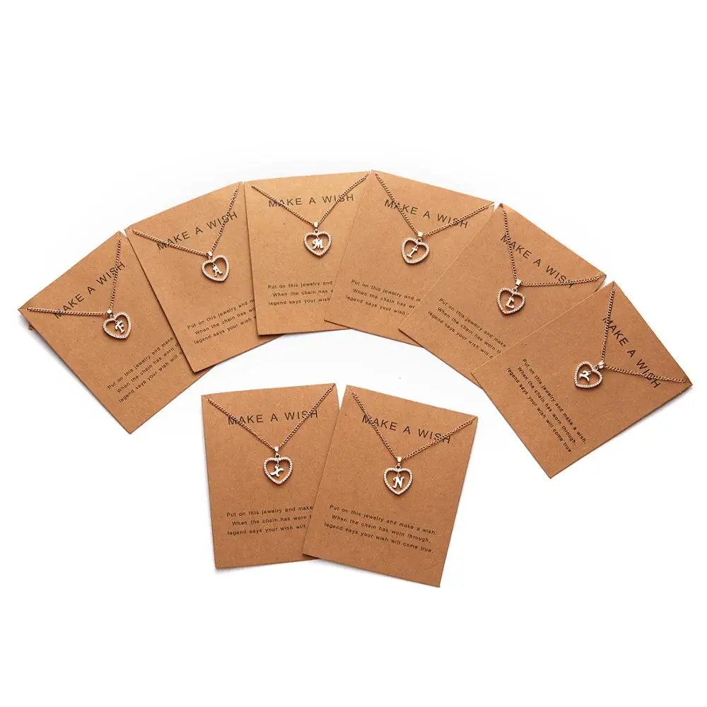 26 букв модное ожерелье Кулон Циркон выдалбливают сердце | Украшения и аксессуары