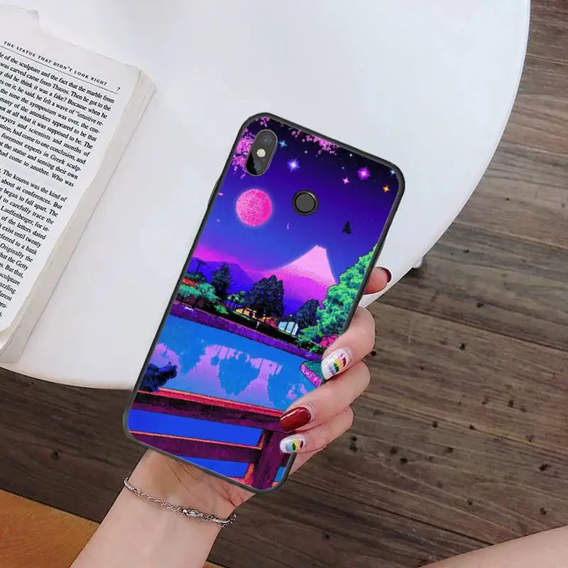 

Fashion Art Pixel Aesthetic Purple city Phone Case For Xiaomi Redmi note 7 8 9 t k30 max3 9 s 10 pro lite