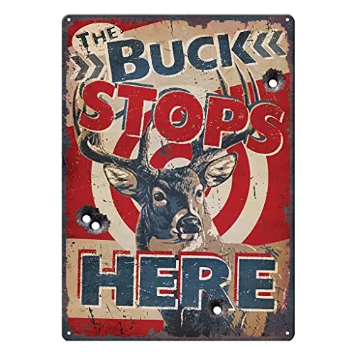 

Original Retro Design Bucks Stops Here Tin Metal Signs Wall Art | Thick Tinplate Print Poster Wall Decoration