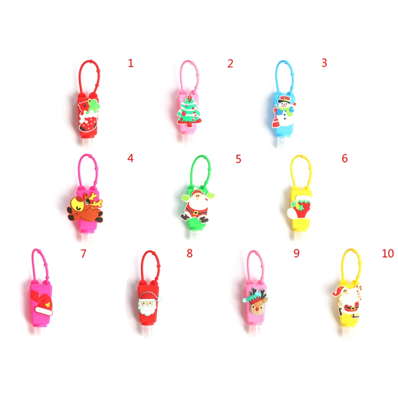 

Christmas Silicone Mini Hand Sanitizer Holder Travel Portable Safe Gel Holder Hangable Liquid Soap Dispenser Containers