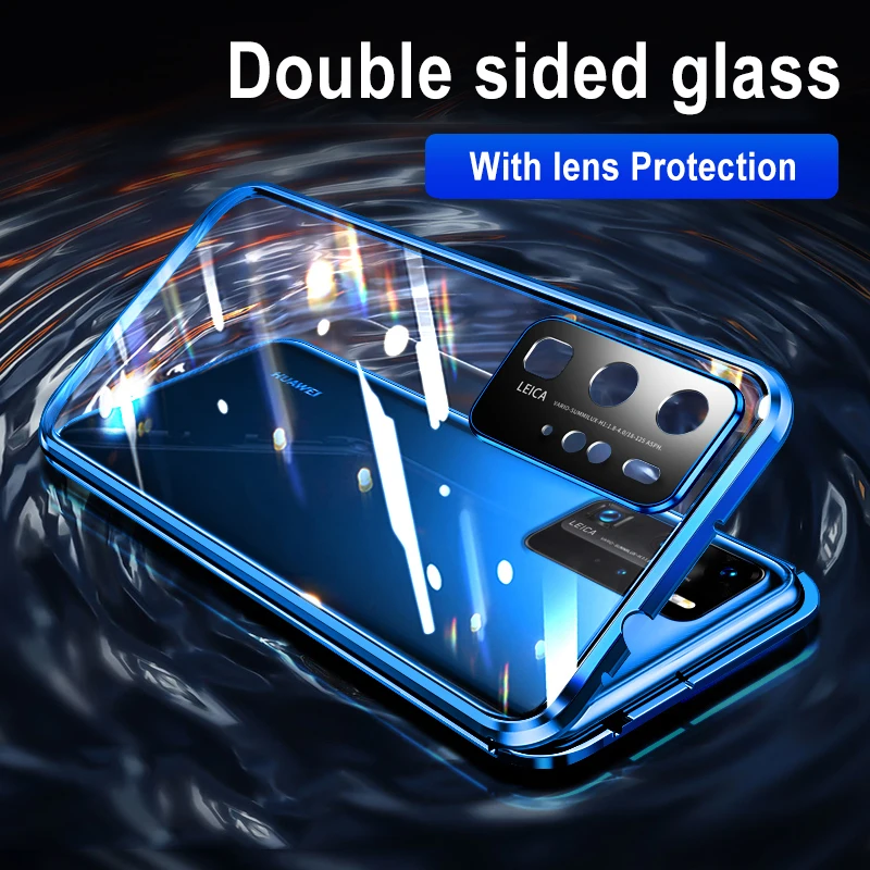 Metal Magnetic Adsorption Cover For Huawei P30 Pro Honor 60 50 P50 Mate 30 40 High-end Double-sided Glass Case Lens Protection